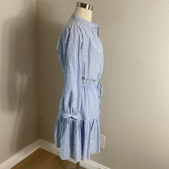 NEW Joie Womens Small Blue Long Sleeve Cotton Swiss Dot Tiered Dress - Picture 3 of 8